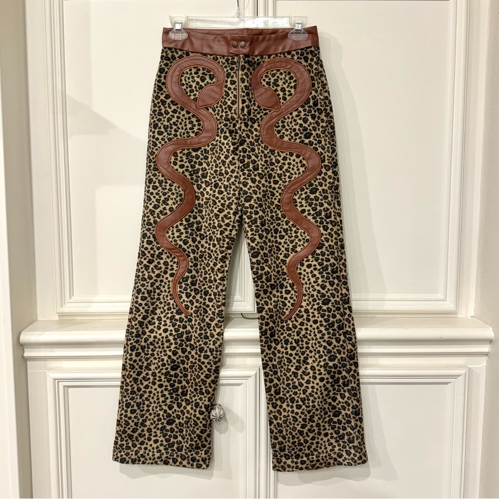 Jaded London Leopard Print Straight Leg Trouser With PU Snake Detail